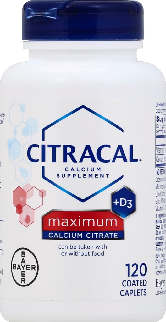 Citrato citraco di calcio citracale Max Size 120ct Citrato con vitamina D Capelli massimi rivestiti 120 conteggi