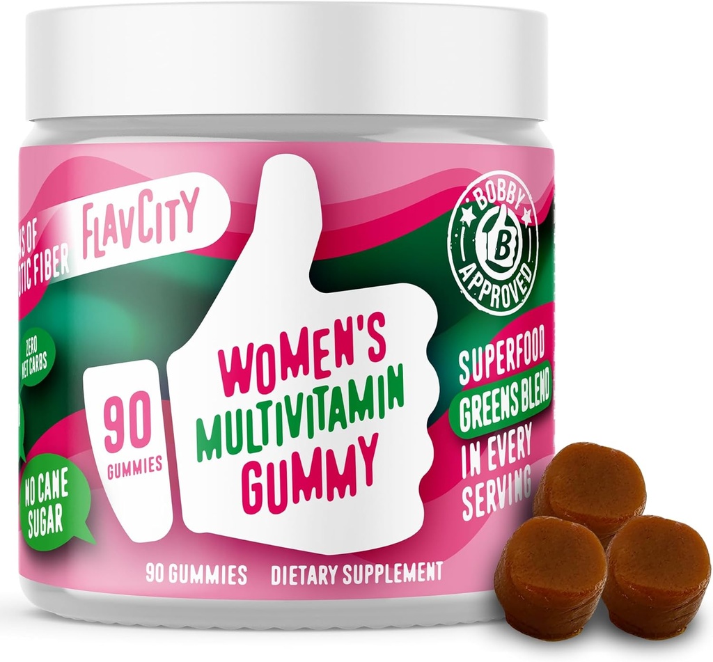 Gummie Multivitaminiche per le donne - Vitamine Premium, Minerali & Fibra Prebiotica - No Cane Zucchero o Oli Seme - Wheatgrass Organico, Moringa & More (90 Gummies)