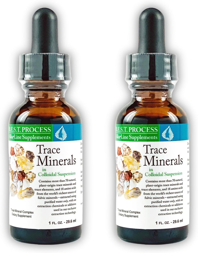 Minerali di Trace Morter in Sospensione Colloidale (2 Pack) Migliore Alcalina di Processo Morter — Elementi di Trace di Dense Nutrienti, Minerali Fulvici e Aminoacidi