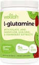 Wellah L-Glutamine Polvere Fragola Kiwi (50 Serve) - 5g L-Glutamina Per Serving, Addolcito con Stevia