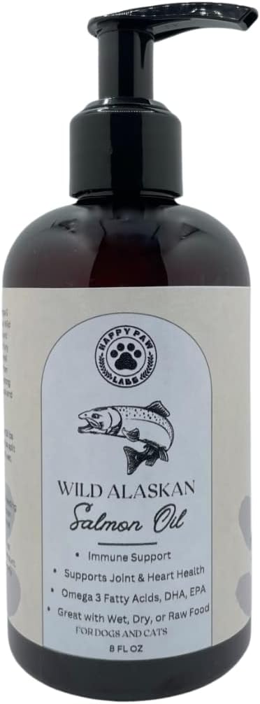 Pure Wild Alaskan Salmon olio per cani e gatti - Omega 3 Skin & Coat Supplement, EPA naturale + DHA acidi grassi per la funzione congiunta, cervello, Immune & Heart Health (8 FL OZ)
