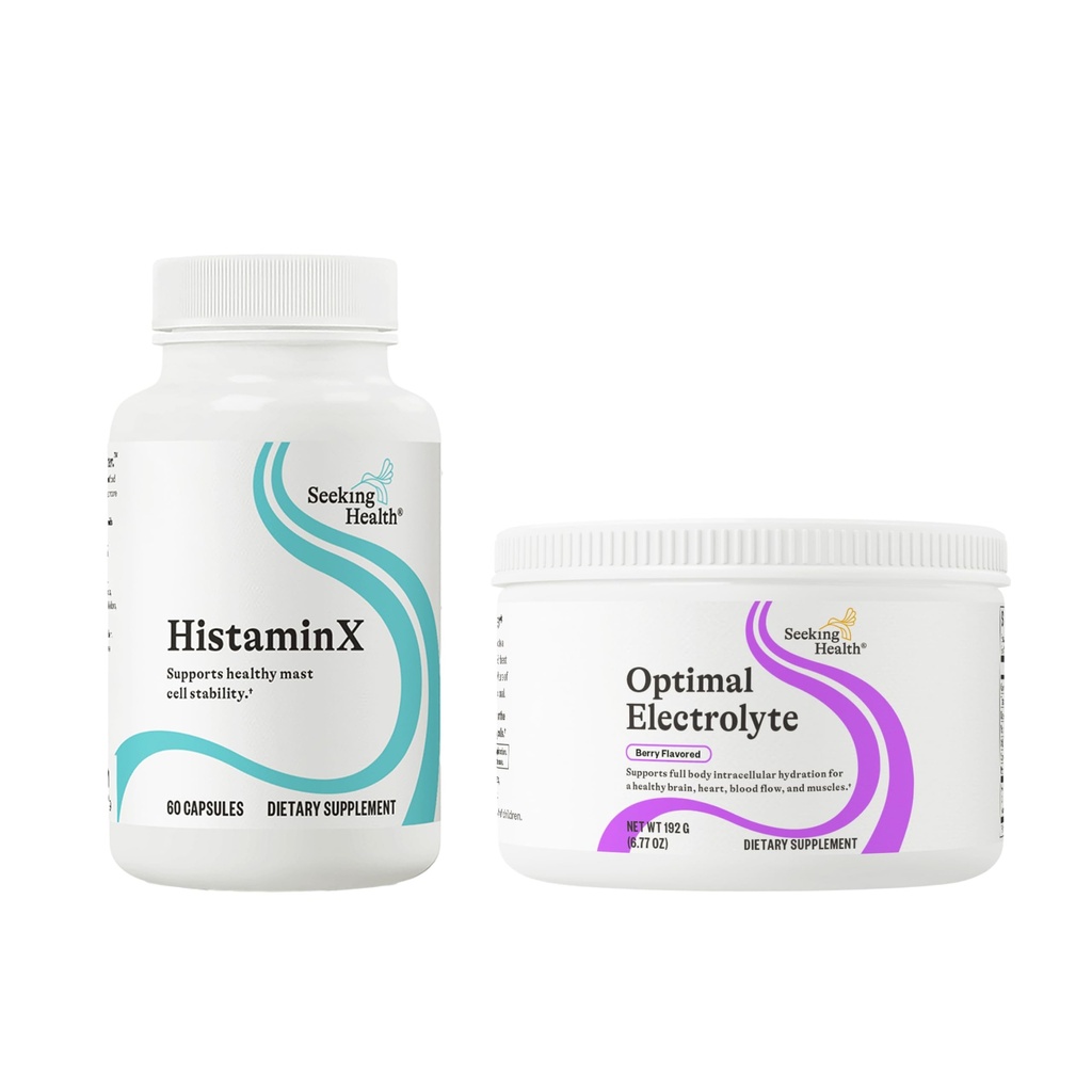 HistaminX & Optimal Electrolyte: Quercetin, Bioflavonoidi per Immune & Histamine Balance + Electrolyte Powder, Berry (60/30 Servings)
