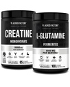 Polvere monoidrata della creatina della fabbrica di Jacked 425g, 85 SV & L-Glutamine Supplemento 500g, 100 SV - Nessun filler artificiali, non aromatizzato