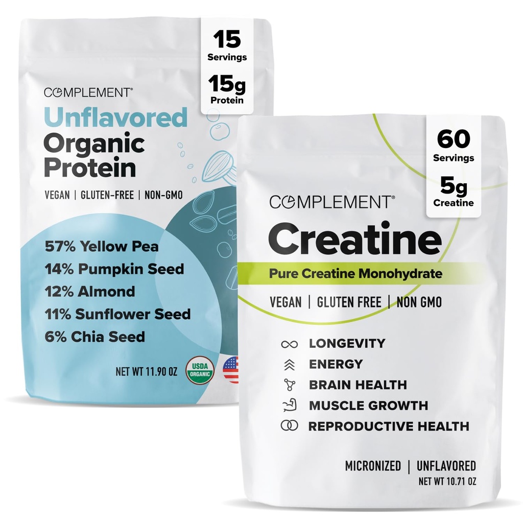 Complemento Unflavored Protein & Creatine Bundle – Polvere proteica basata sulle piante e monoidrato della creatina per prestazioni muscolari migliorate