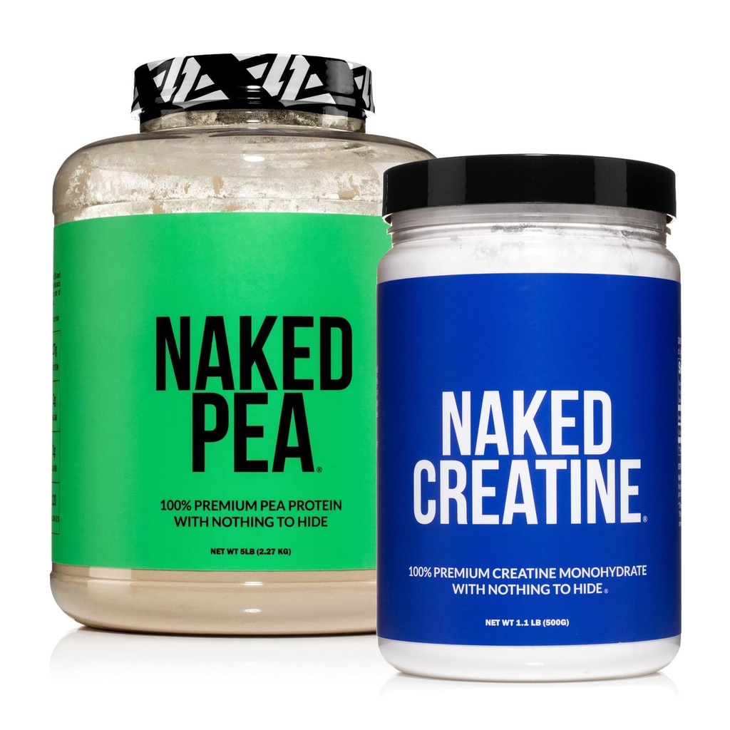 NAKED Vegan crescita del muscolo e recupero Bundle Creatina e 5LB Pea non aromatizzata