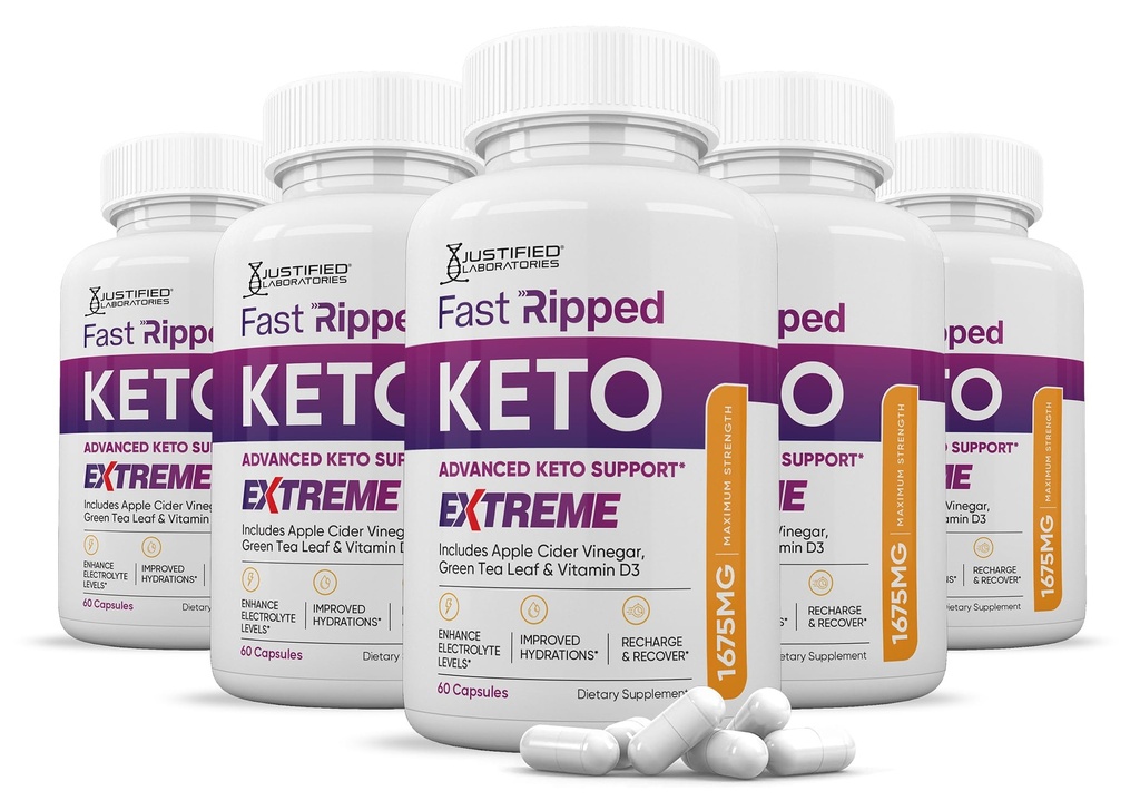 (5 Pack) veloce Ripped Keto ACV Extreme Pills 1675MG Keto Support Blend Capsule alternativa a Keto ACV Gummies Formulato Aceto di Mela Aceto Extra Vergine di Oliva Polvere Verde Tea Foglia 300 Capsule