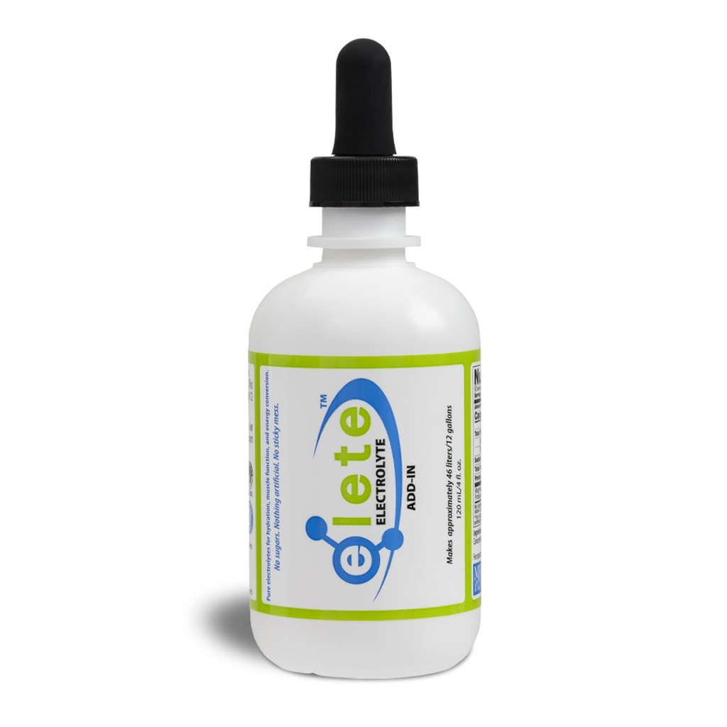 Elete Electrolyte Add-in Gocce di idratazione | Sodio, Magnesio, Potassium & Trace Minerals | Unflavored, All Natural | Leg & Muscle Cramp Relief | Trasforma qualsiasi bevanda in una bevanda sportiva, 4 once