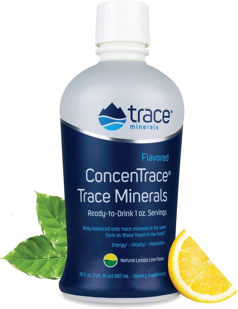 Trace Minerals ConcenTrace - Integratore Minerale Liquido con Magnesio & Vitamina C - Integratore Alimentare con Uva Bianca & Succo di Limoni - Limoni Naturali Flavor, 30 fl oz (30 Serve)