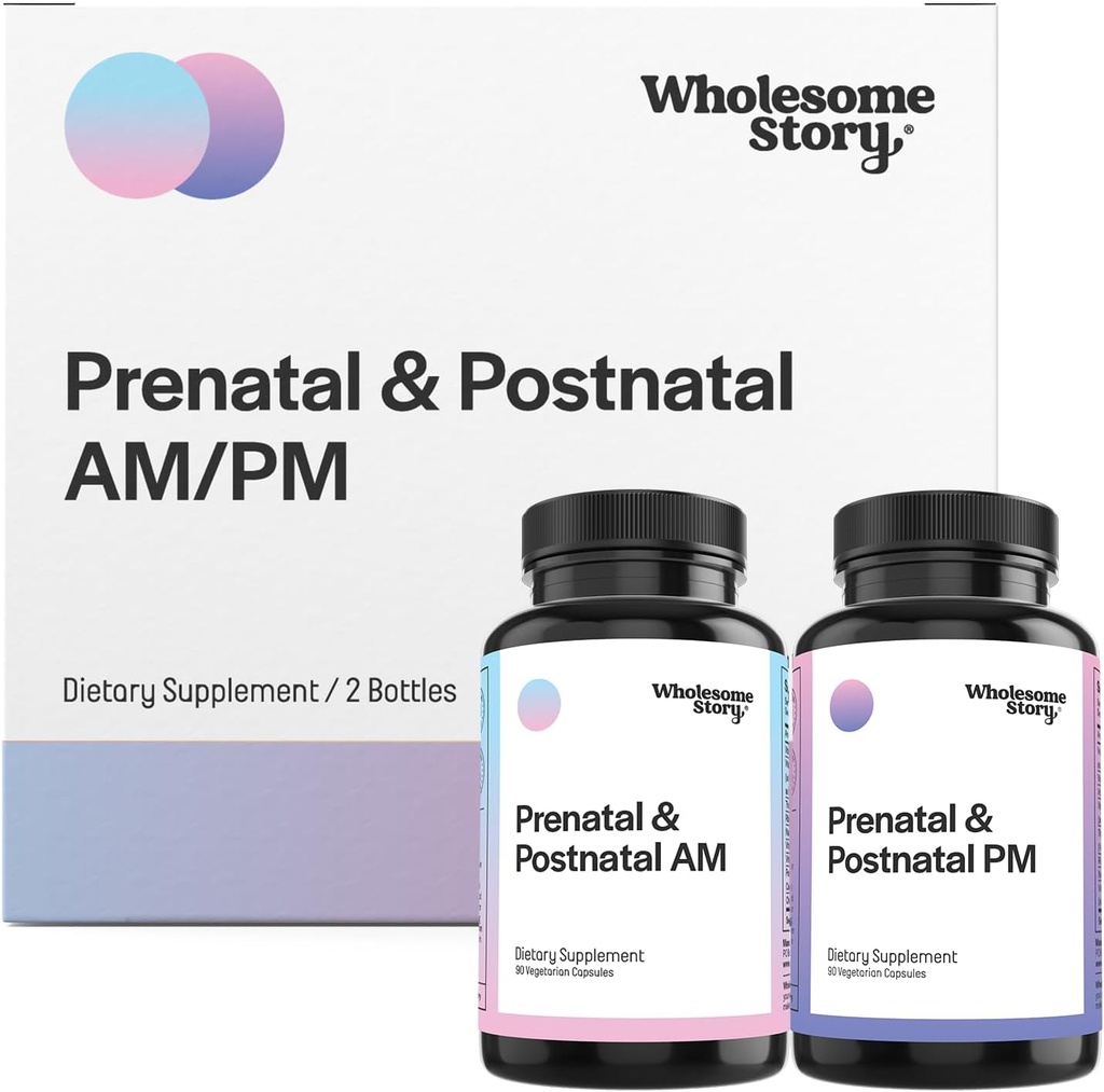 Vitamine prenatali e postnatali Premium Biodisponibili per le donne con DHA, Folate & Iron | 100% delle vitamine essenziali per la gravidanza e l'allattamento al seno Donne | 2 bottiglie ottimizzate AM & PM Doses 30 giorni di alimentazione