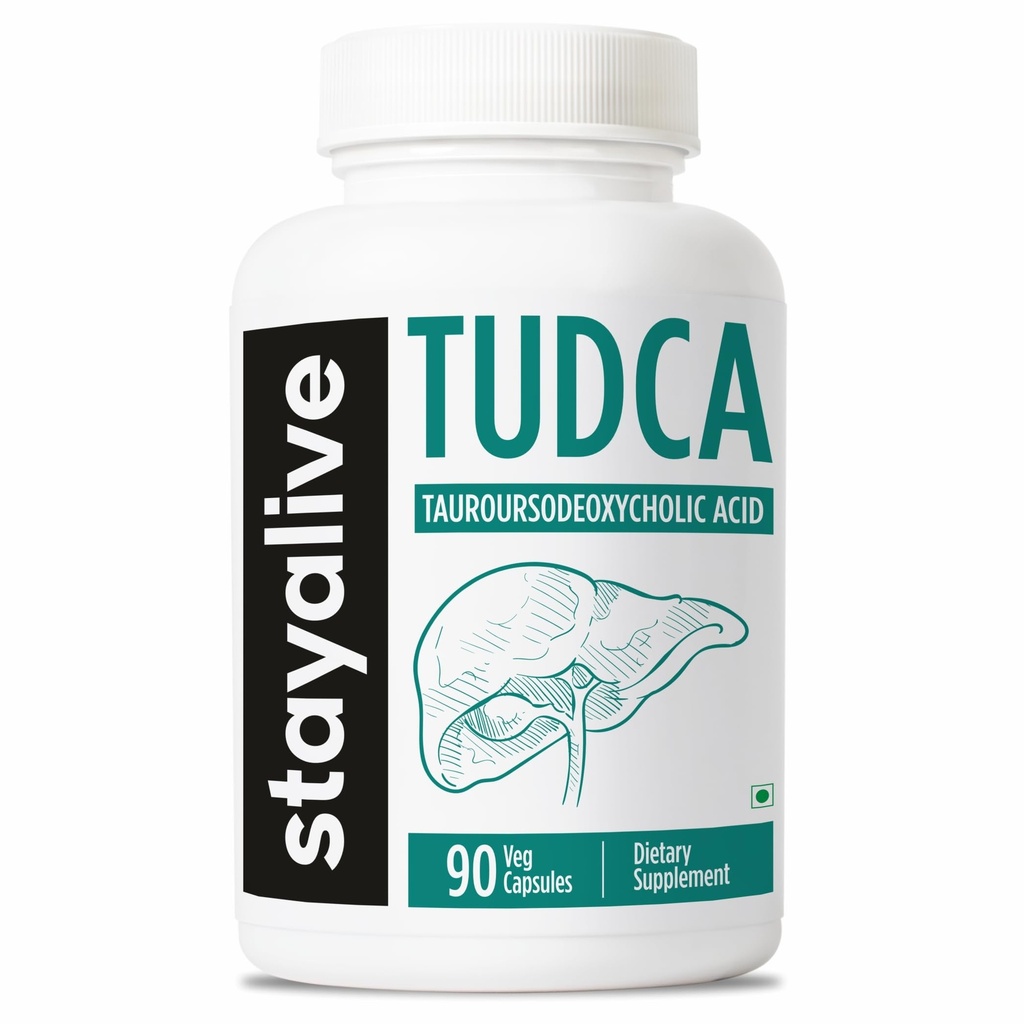 STAY ALIVE TUDCA Capsule 500mg, Tauroursodeoxycholic Acid Bile Salts, 90 Count, Non OGM & Gluten Free TUDCA Supplemento per uomini e donne