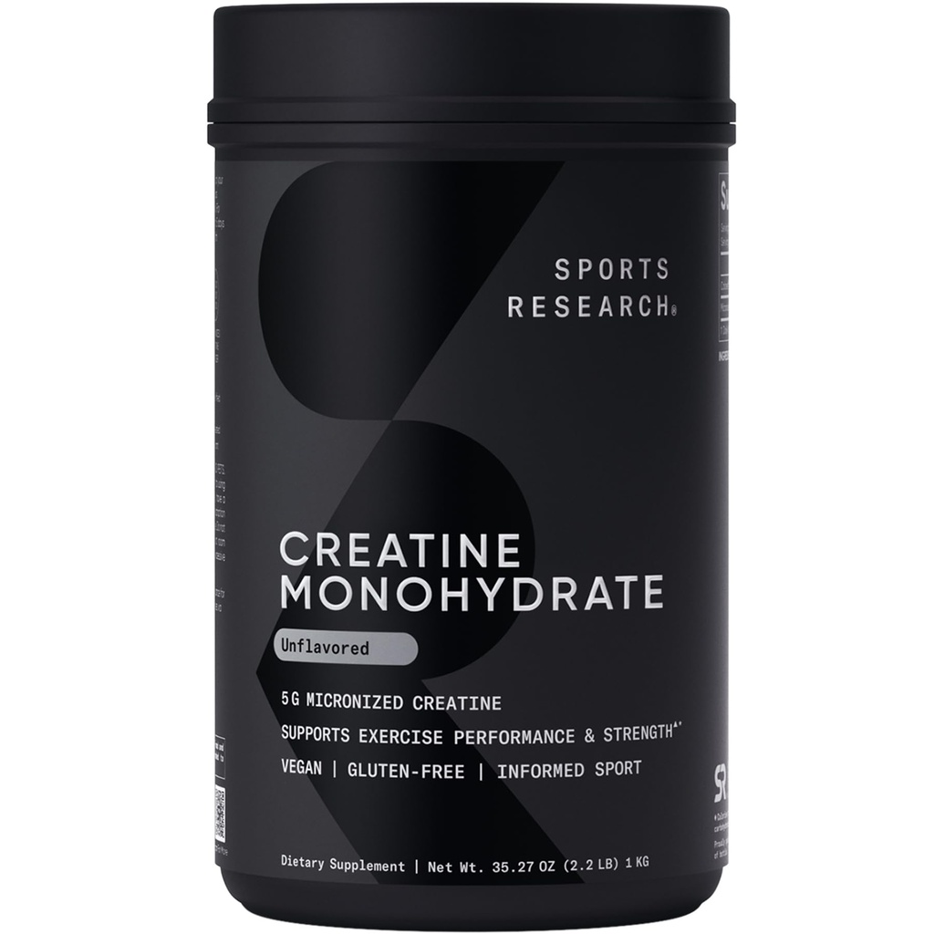 Ricerca sportiva Creatina Monoidrato - guadagno muscolare magra, migliorare le prestazioni e la resistenza e il supporto di recupero di allenamento - 5 g Creatina micronizzata - 35.27 oz