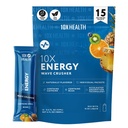 10X Salute - Energy Wave Crusher - Bevanda energetica con 200 mg di caffeina, BCAA, B Vitamine, Assorbimento accelerato - Tropicale Punch Pre-Workout Drink - 15 Bevande Miscele (Wave Crusher - Energy)
