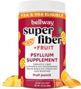 Bellway Super Fiber Powder + Frutta, Sugar Free Organic Psyllium Husk Powder Fiber Supplemento per Regolarità, Bloating Relief & Digestive Health, Plant-Based, Fruit Punch (50 Servings)