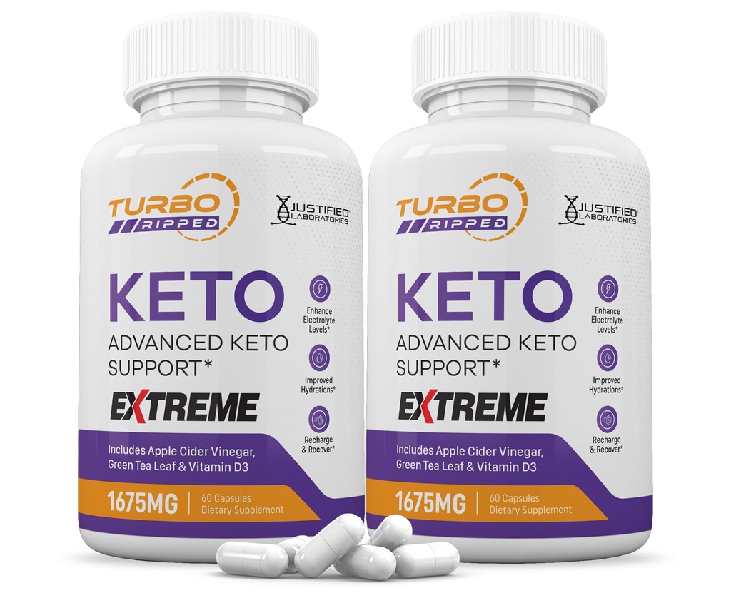 (2 Pack) Turbo Ripped Keto ACV Extreme Pills 1675MG Keto Support Blend Capsule alternativa a Keto ACV Formulato con Aceto di Mela Aceto Extra Vergine di Oliva Polvere di Tè Verde Foglia 120 capsule