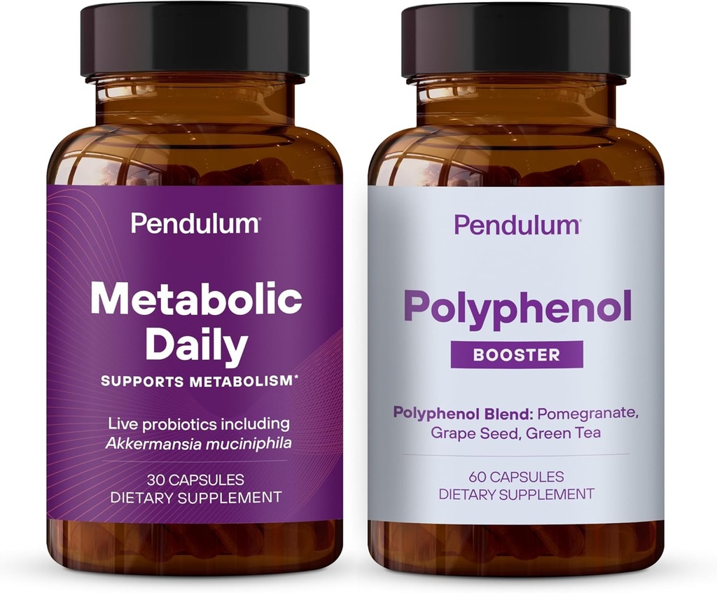 Pendulum Metabolic Daily & Polyphenol Booster Bundle - Proprietario Akkermansia Integratore Probiotico Blend per migliorare il metabolismo & Cardio Salute