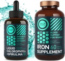 WILD FUEL ferro compresse per le donne con acido folico e clorofilla liquida con Spirulina Salute femminile e Detox Bundle