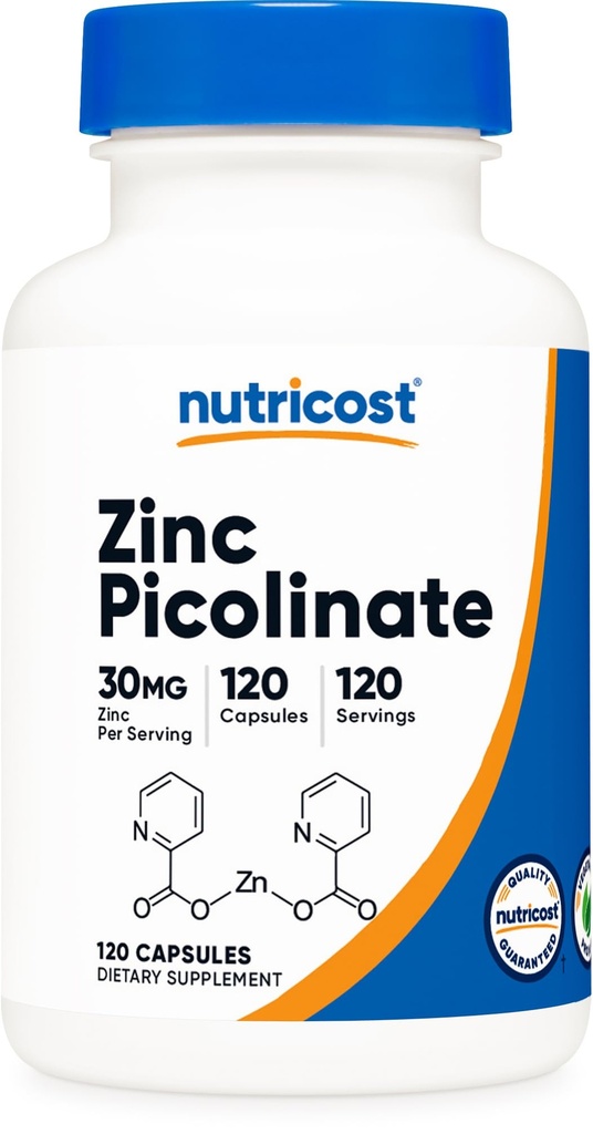 Nutricost Zinc Picolinate 30mg, 120 Capsule - Gluten Free e Non OGM