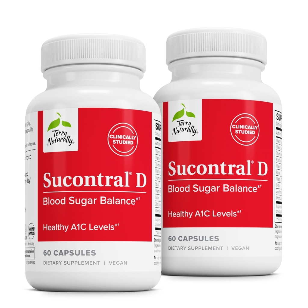 Terry Naturally Sucontral D - B-Complex & Folate Supplement - Carbohydrate Metabolism Support - Vitamina & Mineral Supplement con Zinc & Chromium - 60 Capsule (Pack of 2)