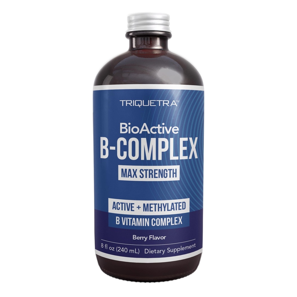 BioActive Vitamin B Complex - Blood Stream Ready, Methylated B Complex - Con Methylfolate, 3 BioActive Forms di B12, BenfoPure® B1 & Pantesin® B5 - 12 B Vitamine in Dosi Cliniche - Liquido 8 oz