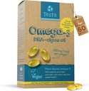Testa Omega 3 Supplemento - 250mg DHA da olio di alghe - Vegan Omega 3 - Supporta il cervello, la salute degli occhi e delle articolazioni - Non da pesce, capsule di alghe pure - due mesi di alimentazione