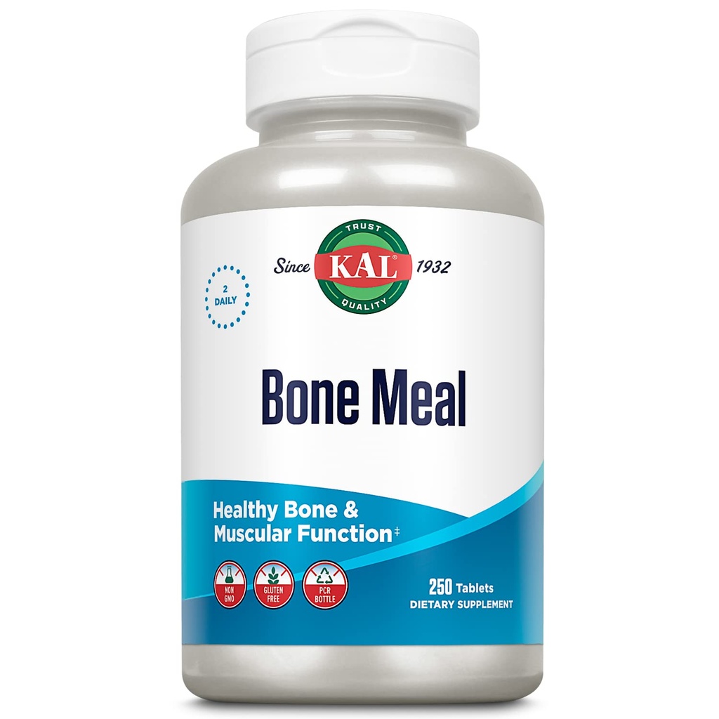 KAL Bone pastiglie, Calcium Supplement w/Magnesium, Vitamina D3 e K, Bone Salute, Muscolo e Nerve Funzione Support, Rapid Disintegrazione, Gluten Free, Non-GMO, 60-Day Garanzia, 125 Serv, 250ct