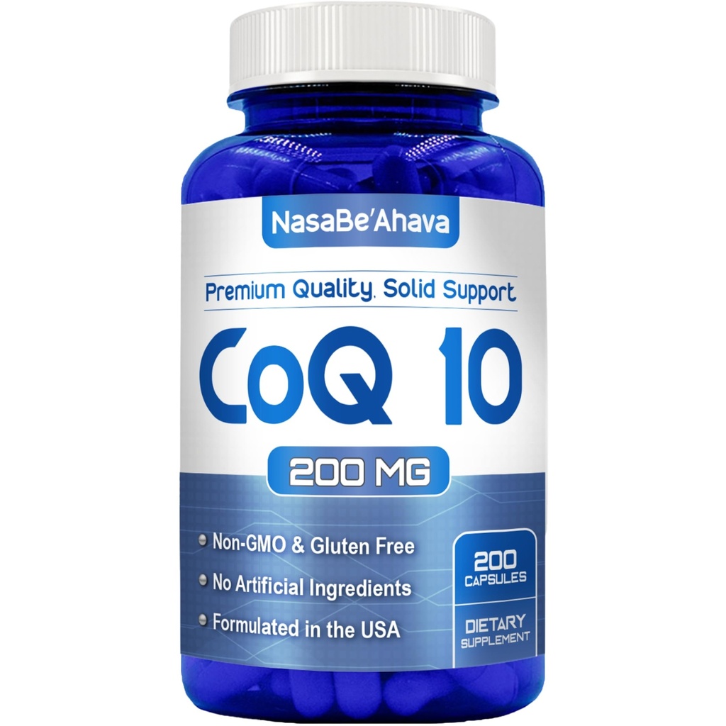 CoQ10 200mg Capsule | Vegan Friendly Coenzyme Q10 200mg da Easy Absorption Ubiquinone Supplemento per Skin Heart and Energy Support | Made in the USA in cGMP Facilities (200 Serve)