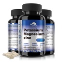 Supplemento di Magnesio di potassio 1000mg, zinco di potassio di magnesio di magnesio per le gomme di gambe, complesso di magnesio ad alto assorbimento, vegano (60 capsule)