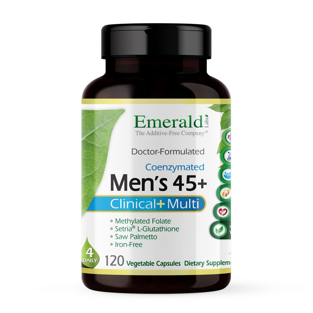 EMERALD LABS 45+ Clinical Multi - Multivitamin per il supporto completo, Bone & Heart Health* - Progettato per gli uomini 45+ - senza glutine & vegetariano - 120 capsule vegetali (30-Day Supply)
