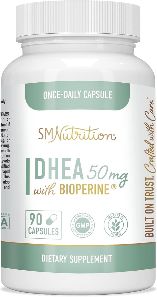 DHEA 50mg | Equilibrio di sostegno dell'ormone e dell'energia | Alimentazione di 3 mesi | Supplemento di supporto di invecchiamento sano per le donne e gli uomini | Gluten-Free, Vegetariano, Non OGM, Testato di terze parti | 90 capsule per bottiglia