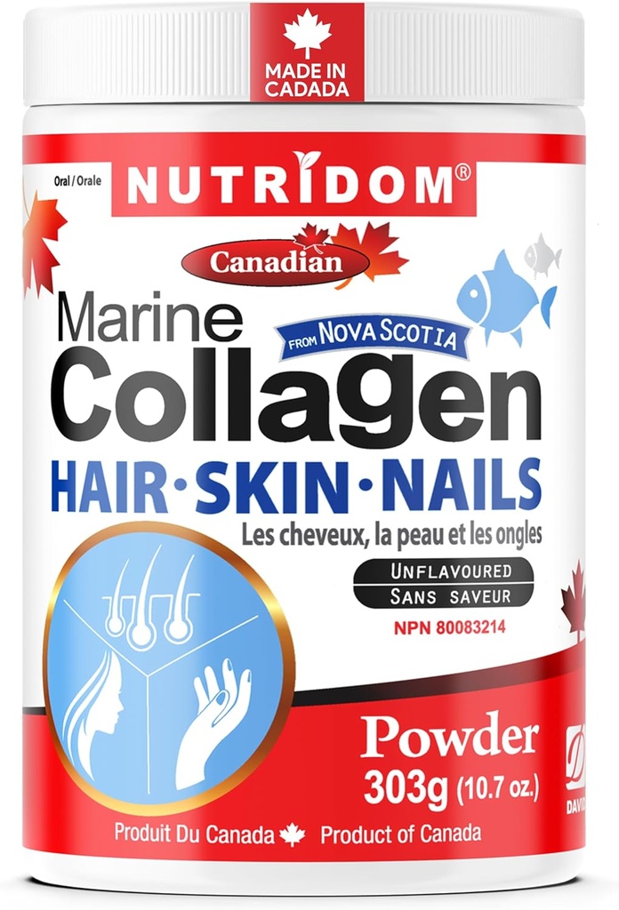 Polvere di peptidi di collagene marino idrolizzata di Nutrido, selvatico-Caught da Nova-Scozia, Supporta capelli, pelle & unghie, Non OGM, Libero di Gluten, Soia & Latticini (303 g)