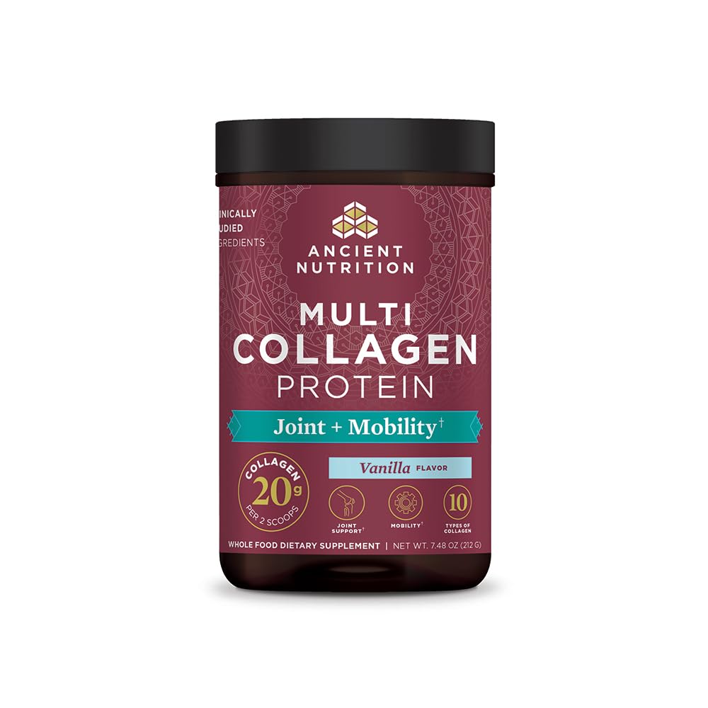 Antica proteina del collagene di nutrizione, Multi Collagen Protein Powder Joint + Mobility, 20 Serving, supplemento congiunto con Peptidi di collagene idrolizzati per l'allenamento post, 7.48oz