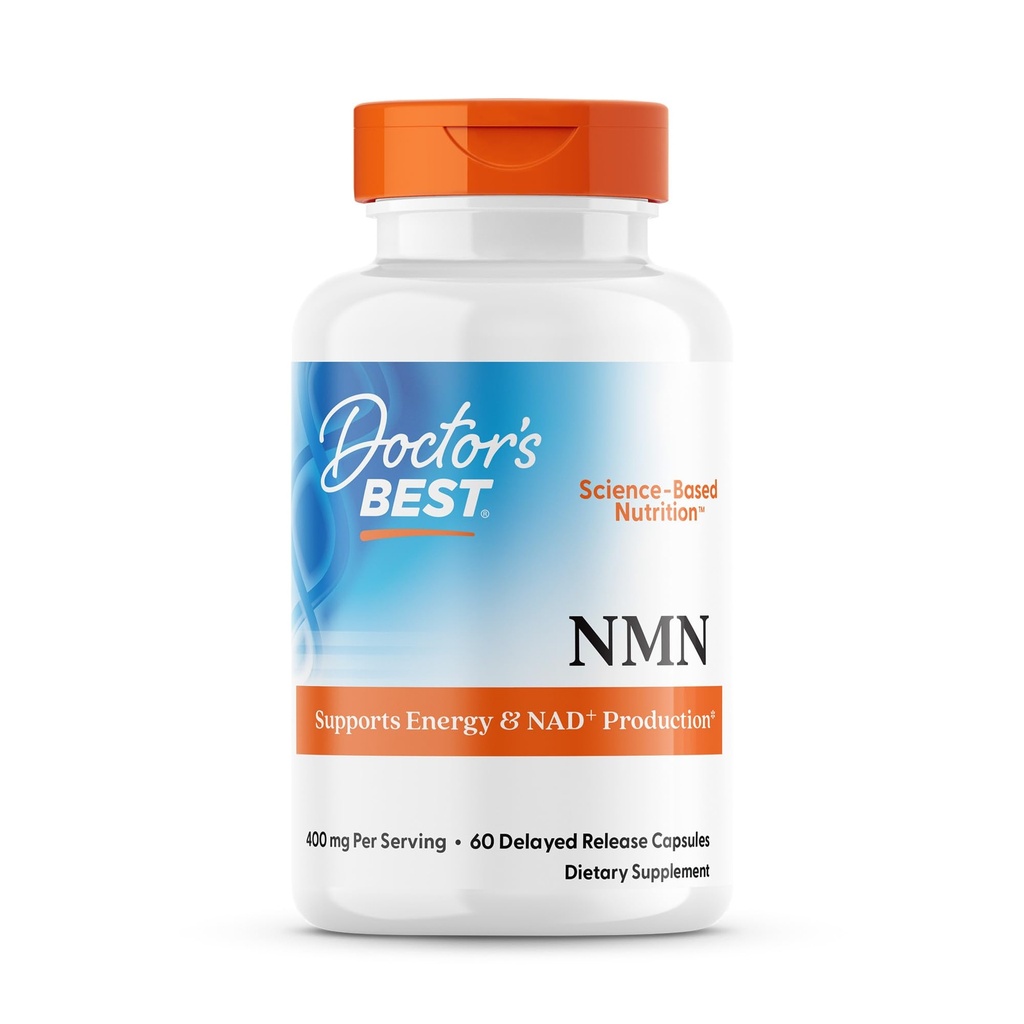 Doctor's Best NMN Supplement for Women & Men - Supports NAD+ Production & Cellular Energy, Beta Nicotinamide Mononucleotide, 200 mg per Capsule, Vegan, Non GMO - 60 Veg Caps