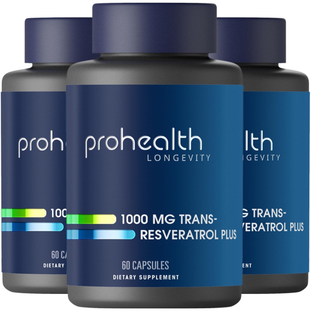 ProHealth Trans Resveratrol Plus 1000mg. Mondo più ricercati Trans-Res supplemento. Dottore formulato con Quercetin & BioEnhancers per Max Potency. Lab Testato 98% puro. 30 Serve (3 Pack)