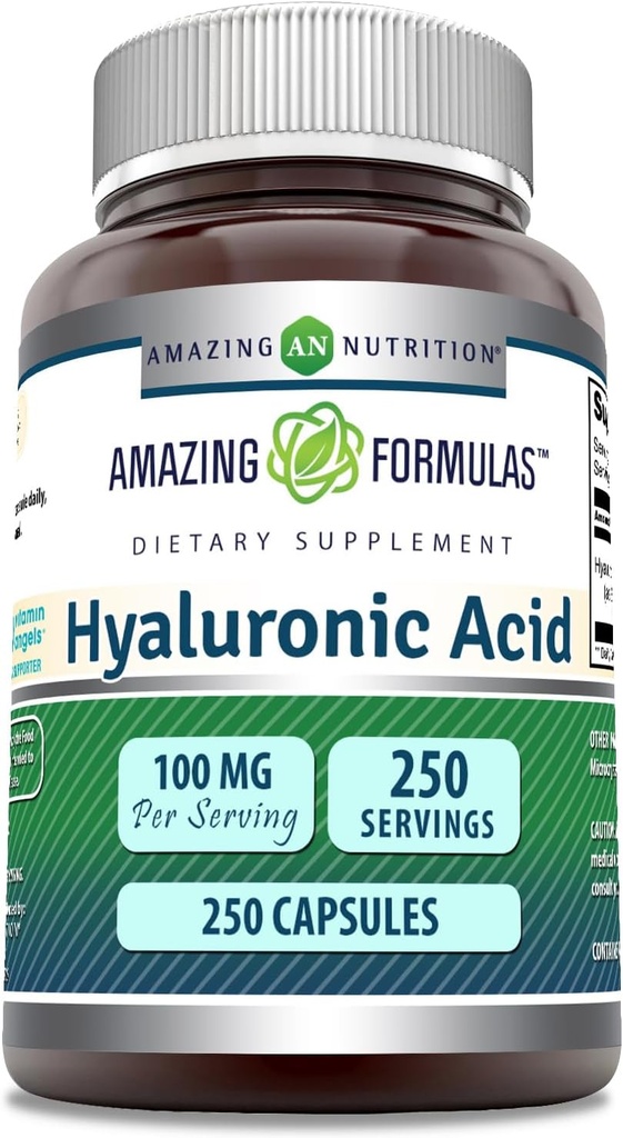 Incredibile formula acido ialuronico 100mg 250 capsule supplemento | Non OGM | Gluten Free | Made in USA