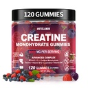 Creatina Monoidrato Gummies 8000 mg per gli uomini e le donne, supplemento di creatina per una maggiore crescita del muscolo, aumento dell'energia - con L-Taurine, senza zucchero, Vegan, lampone BlackBerry Blueberry Flavor-120 conteggio