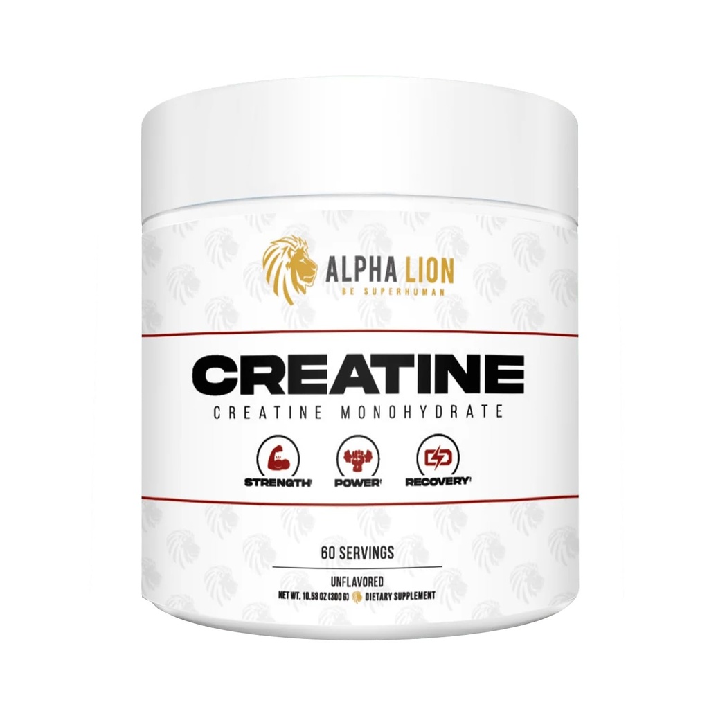 ALPHA LION Creatina Monoidrato Polvere, 5000mg Per Serving (5g), Supporta la forza muscolare, la potenza, le prestazioni atletiche, Pure Creatina Monohydrata en Polvo Supplement (60 Serve, non aromatizzato)