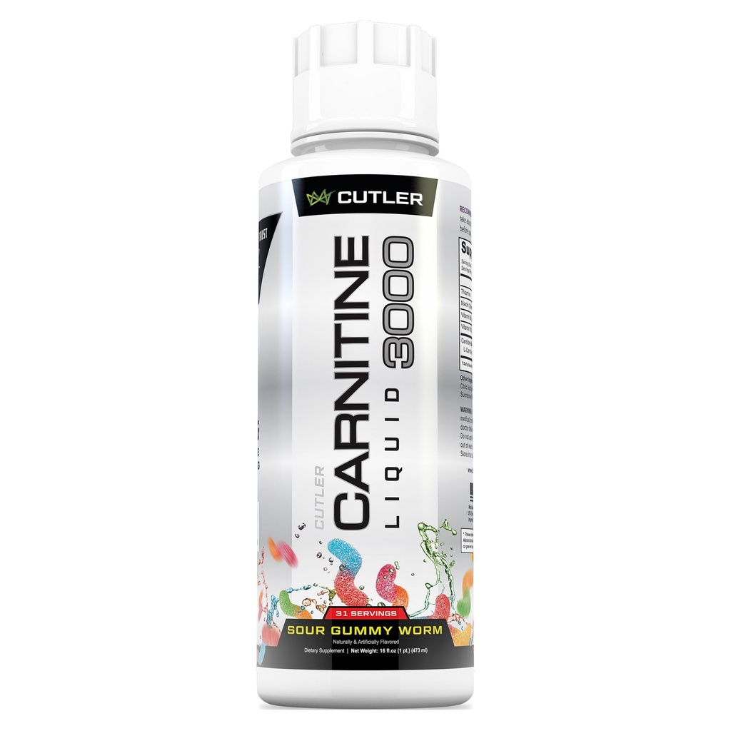 Cutler Nutrition Liquid L-Carnitine Fat Burner Supplemento con Acetyl L-Carnitina & L-Carnitina Tartrato - Fat Burner Formula per l'assorbimento ottimale, Energy & Muscle Support | Sour Gummy Flavor