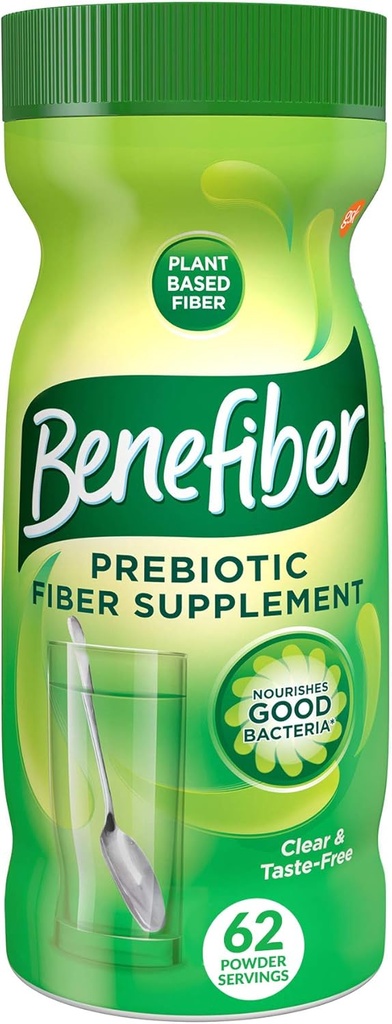 Polvere di supplemento di fibra prebiotica giornaliera Benefiber per la salute digestiva, polvere di fibra giornaliera, non aromatizzata - 62 porzioni (8.7 once)