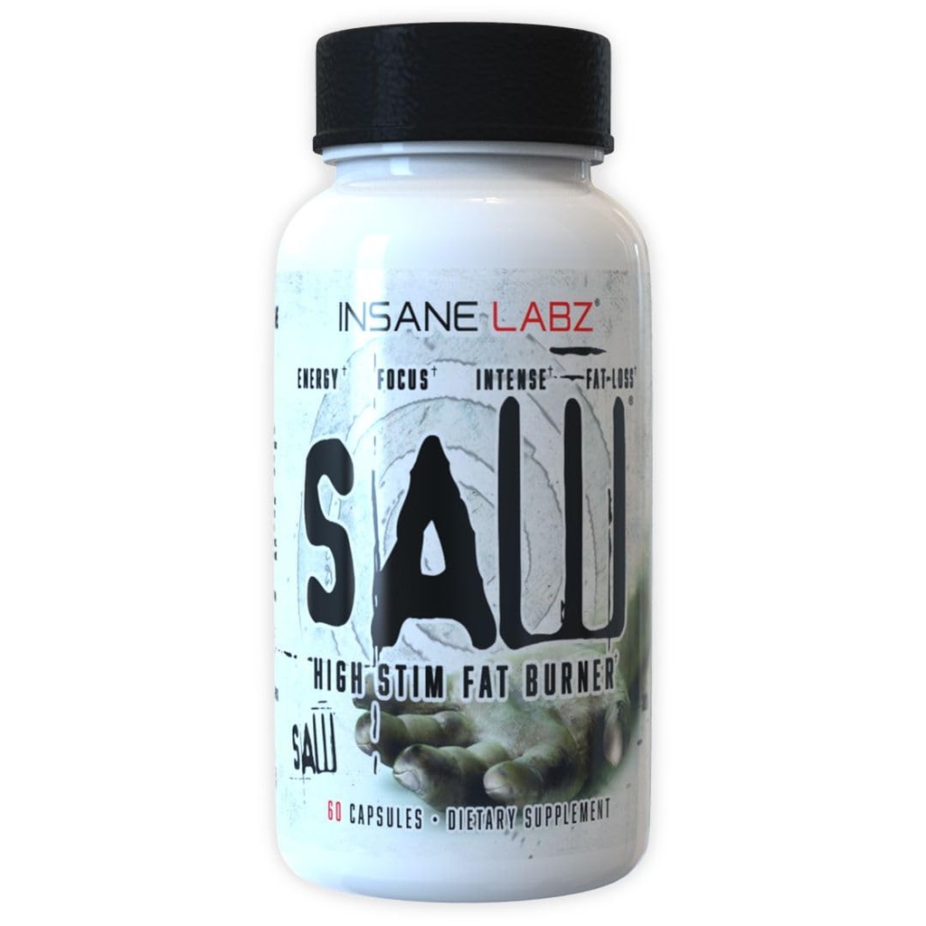 Insane Labz Saw®, Bruciatore grasso ad alta potenza, Supplemento di perdita di peso termogenico e Appetite Suppressant con L-Tyrosine, Yerba Mate, GABA e Alpha Yohimbine, 60 Srvgs