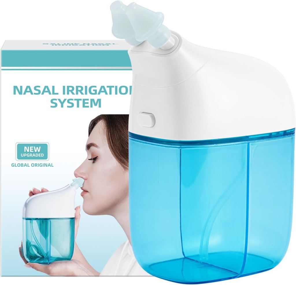 Irrigazione nasale, Risciacquo nasale macchina, Sinus Rinse Machine, Sinus Cleaner Machine with Water Tank & Waste Collection Tank - Pulitore di naso per Sinus, Adulto sinusale,Allergy Relief - Blu