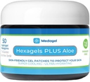 Hexagels Plus Aloe Vera - Guarnizione avanzata Hydrogel Pads per Blister Prevention & Soothing Burn Care - Foot, Heel, Toe, & Ankle Protection, Pack of 50, 1-Inch Patches, di Medagel, Paraben Free Formula
