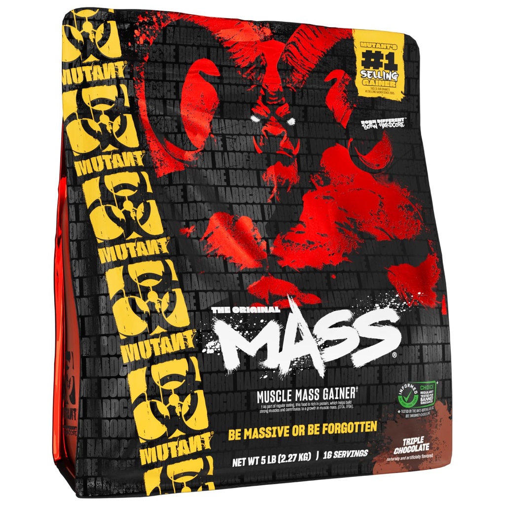 Mutant Mass | Polvere di proteina di guadagno di massa di peso - Polvere di proteina di Calorie alta per guadagno di massa - Triple Chocolate - 5 Pound