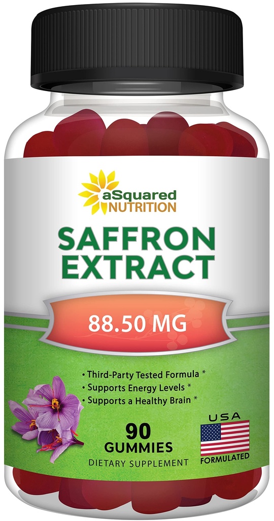aSquared Nutrition Saffron Gummies - Integratore di Estratto di Zafferano - Integratori Del Gomma Puri Alternativi alle Capsule, Pillole, Polvere e tè