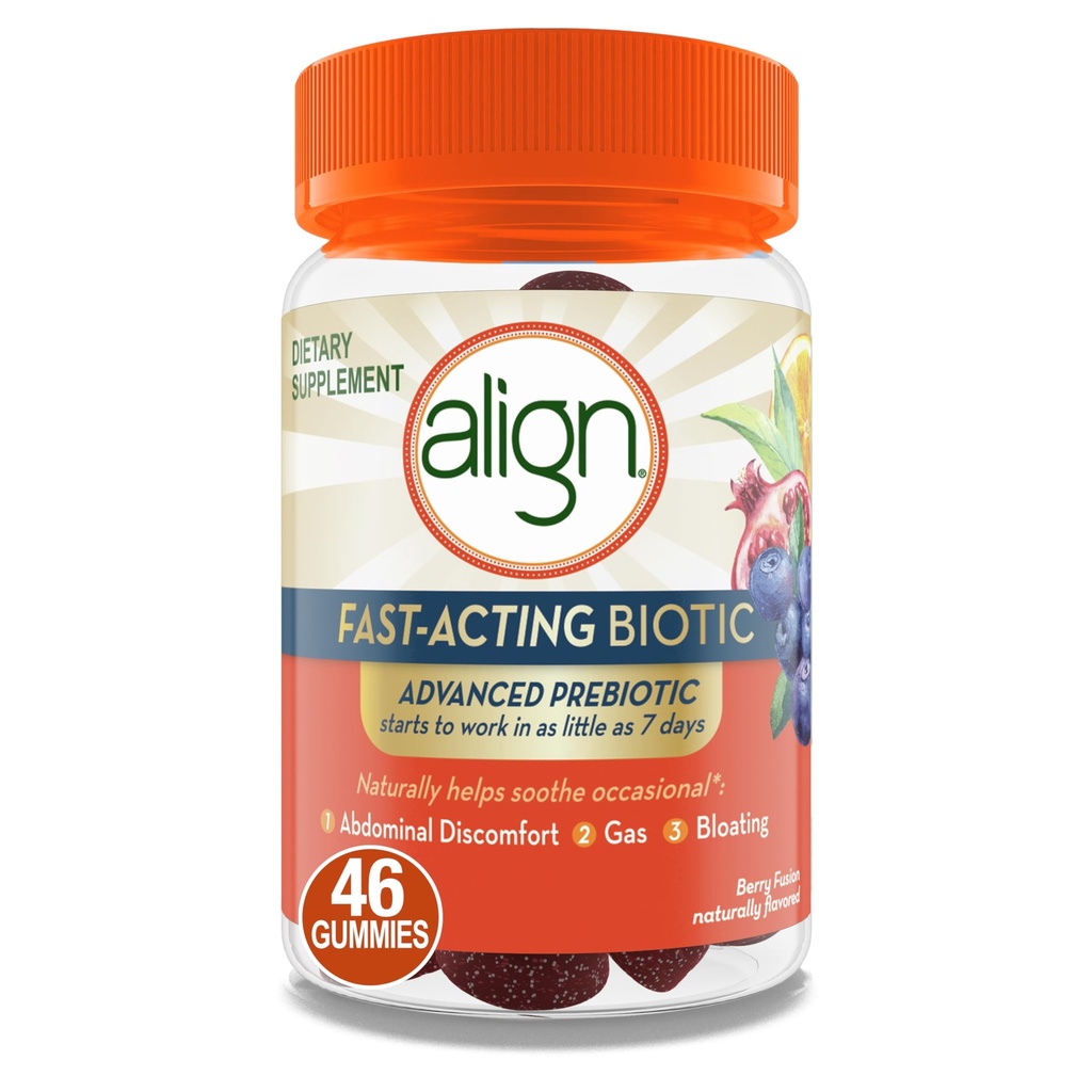 Allineare il supplemento prebiotico avanzato, rapida azione biotica, prebiotico avanzato per le donne e gli uomini, funziona come piccolo Come 7 giorni*, 46 Gummies