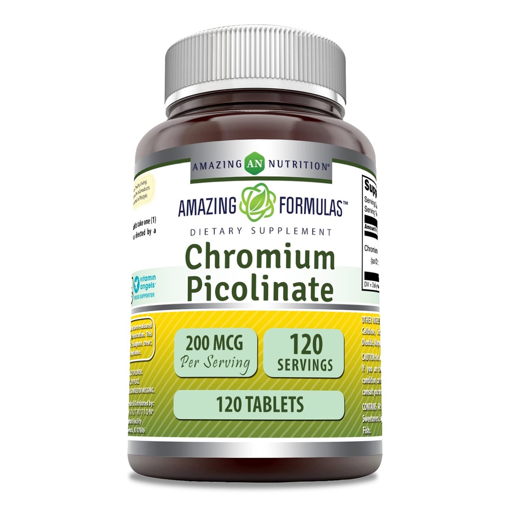 Incredibile formula Chromium Picolinate Supplemento | 200 Mcg Per Serving | Compresse | Non-GMO | Gluten Free | Made in USA (120 Count)