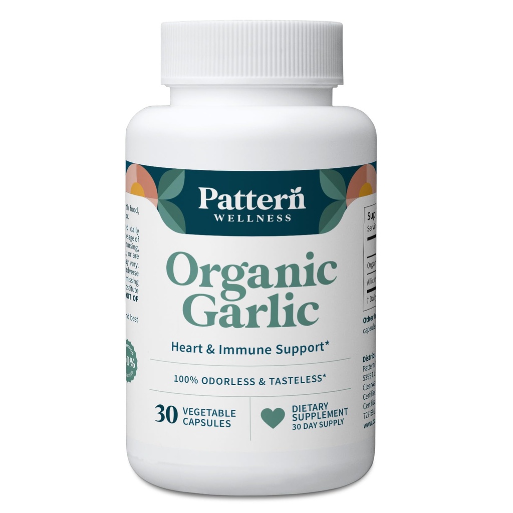 Modello Wellness Odorless Organic Garlic – 1000mg – Immune, Circulatory & Heart Health Support – Non-GMO & Gluten Free – 30 capsule vegane