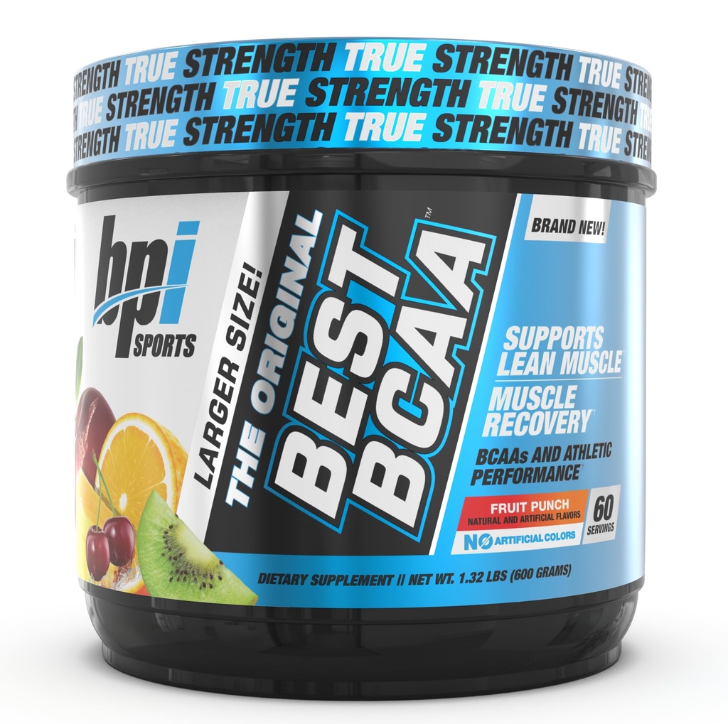 BPI Sports Best BCAA - Polvere BCAA - Aminoacidi a catena ramificata - Recupero del muscolo - Sintesi della proteina del muscolo - Muscolo magro - Prestazioni migliorate – Idratazione – Punch della frutta - 60 Serve - 1,32 Pound