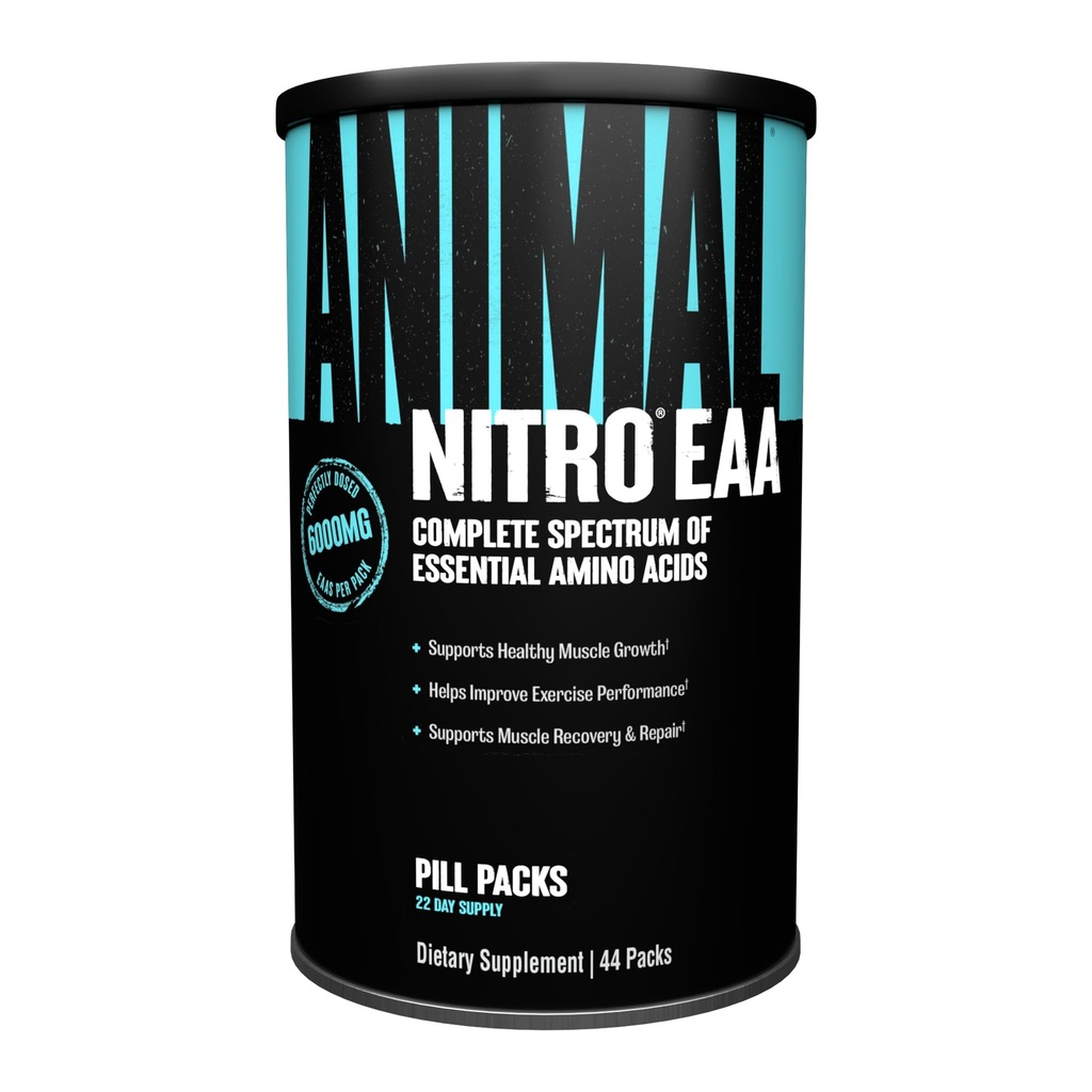 Animali Nitro EAA - Ripristino post-allenamento e riparazione, Supporta la crescita muscolare magra, Spettro completo di aminoacidi essenziali & BCAA supplemento per gli uomini e le donne, 44 pacchetti