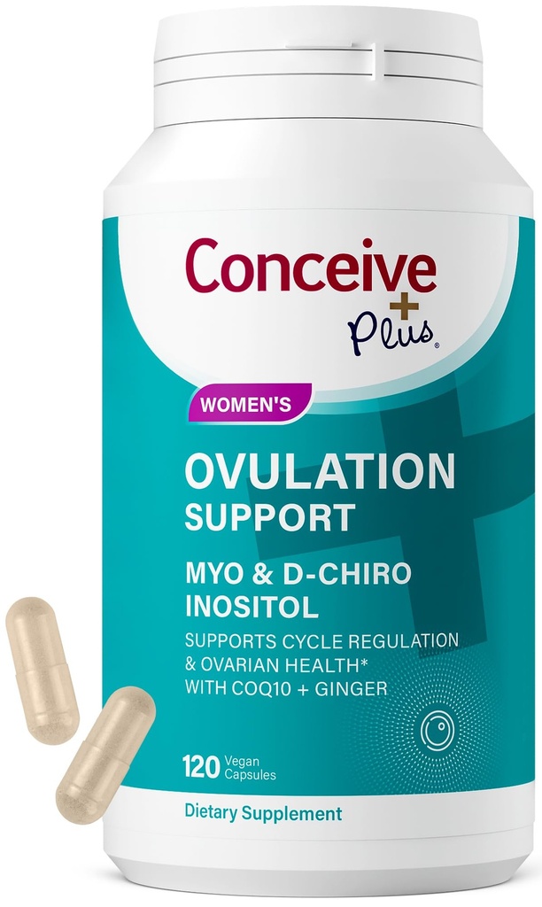 Supporto di ovulazione CONCEIVE PLUS | Myo-Inositol & D-Chiro Inositol per la fertilità femminile | Supplementi PCOS per l'equilibrio dell'ormone della salute riproduttiva per le donne | COQ10, acido folico, Ginger | 30 giorni di alimentazione
