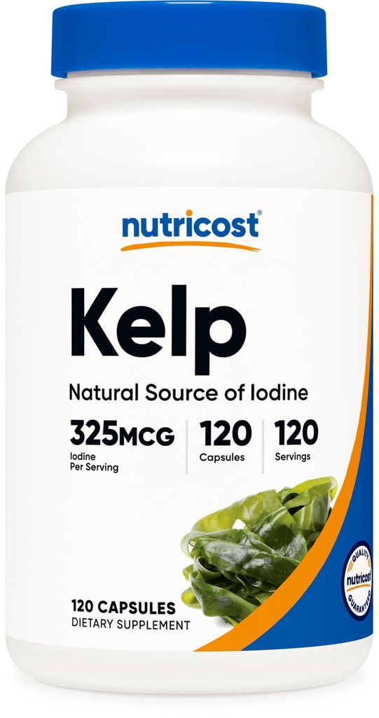 Capsule Nutricost Kelp, 325mcg di Iodio, 120 Capsule, Vegetariano, Non OGM & Gluten Free